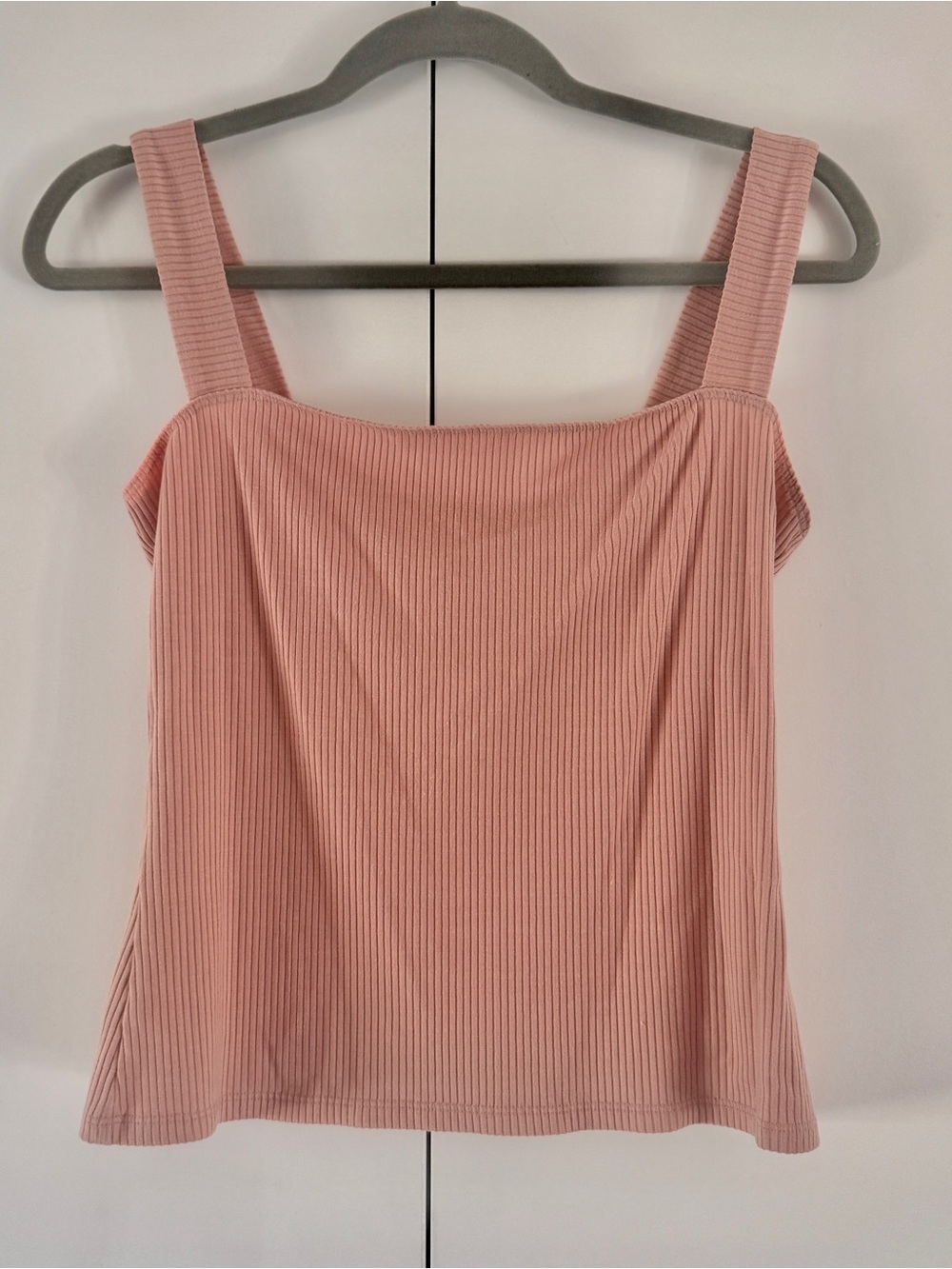 Reformation Ribbed Square Neck Tank Top Dusty Rose Pink